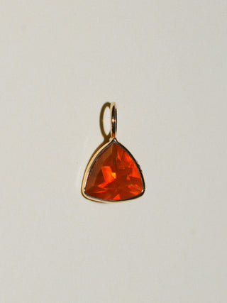 Spritz Fire Opal Trillion Cut Charm in Yellow 14k Gold