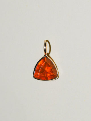 Spritz Fire Opal Trillion Cut Charm in Yellow 14k Gold