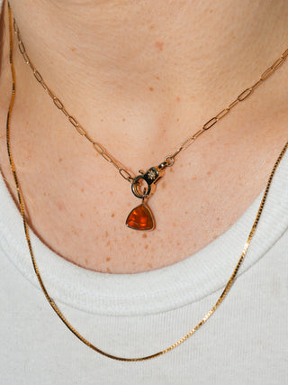 Spritz Fire Opal Trillion Cut Charm in Yellow 14k Gold