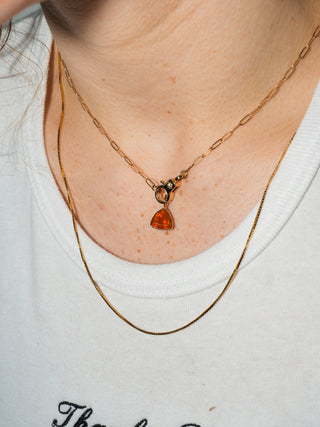 Spritz Fire Opal Trillion Cut Charm in Yellow 14k Gold