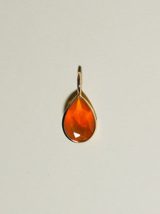 Sunny Fire Opal Teardrop Cut Charm in Yellow 14k Gold