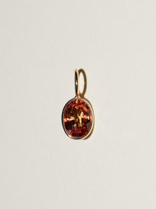 Orange Peel Sapphire Oval Cut Charm in Yellow 14k Gold