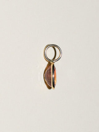 Orange Peel Sapphire Oval Cut Charm in Yellow 14k Gold