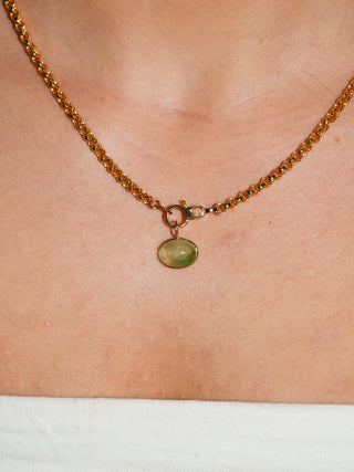Spring Has Sprung Tsavorite East to West Oval Cabochon Charm in Yellow 14k Gold