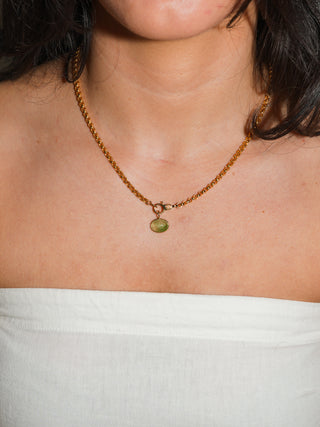 Spring Has Sprung Tsavorite East to West Oval Cabochon Charm in Yellow 14k Gold