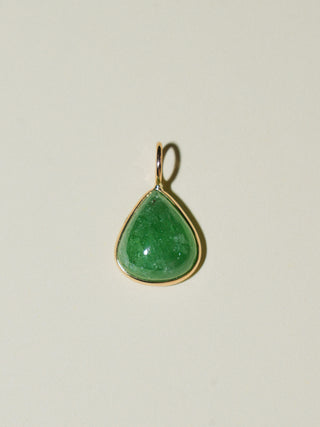 Side of Lime Tsavorite Pear Cabochon Charm in Yellow 14k Gold