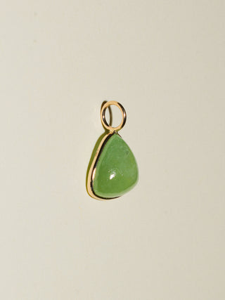Shelly Tsavorite Trillion Cabochon Charm in Yellow 14k Gold