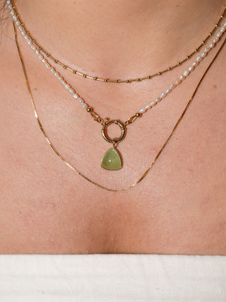 Shelly Tsavorite Trillion Cabochon Charm in Yellow 14k Gold