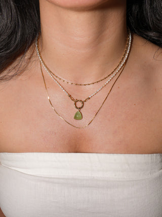 Shelly Tsavorite Trillion Cabochon Charm in Yellow 14k Gold