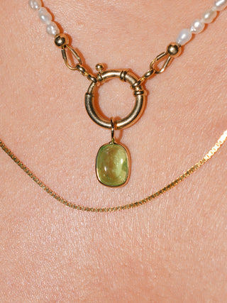 Pool Float Tsavorite Baguette Cushion Charm in Yellow 14k Gold