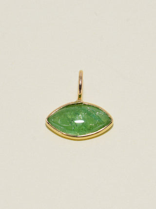 Frankie Tsavorite East West Marquis Cabochon Charm in Yellow 14k Gold