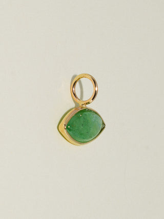 Frankie Tsavorite East West Marquis Cabochon Charm in Yellow 14k Gold