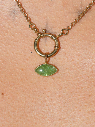 Frankie Tsavorite East West Marquis Cabochon Charm in Yellow 14k Gold