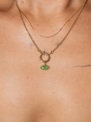 Frankie Tsavorite East West Marquis Cabochon Charm in Yellow 14k Gold