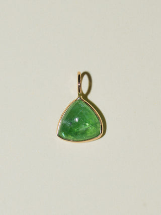 Salt Rim Tsavorite Trillion Cabochon Charm in Yellow 14k Gold