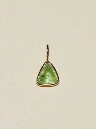 Hint of Lime Tsavorite Trillion Cabochon Charm in Yellow 14k Gold