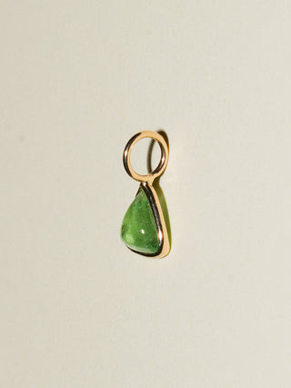 Hint of Lime Tsavorite Trillion Cabochon Charm in Yellow 14k Gold