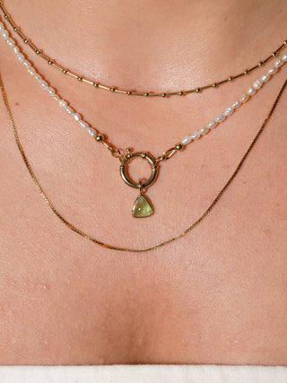 Hint of Lime Tsavorite Trillion Cabochon Charm in Yellow 14k Gold