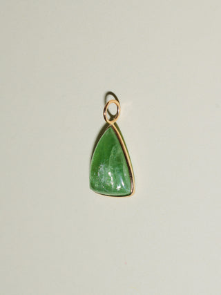 Snow Cone Tsavorite Trillion Cabochon Charm in Yellow 14k Gold