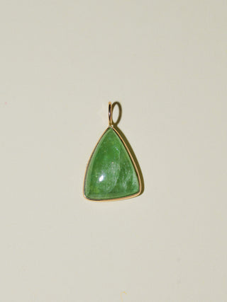 Snow Cone Tsavorite Trillion Cabochon Charm in Yellow 14k Gold