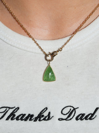 Snow Cone Tsavorite Trillion Cabochon Charm in Yellow 14k Gold