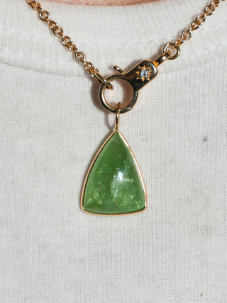 Snow Cone Tsavorite Trillion Cabochon Charm in Yellow 14k Gold