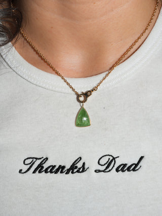 Snow Cone Tsavorite Trillion Cabochon Charm in Yellow 14k Gold