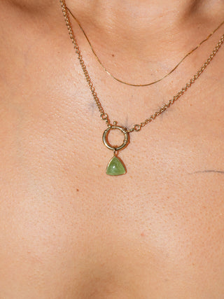 Mystery Tsavorite Trillion Cabochon Charm in Yellow 14k Gold