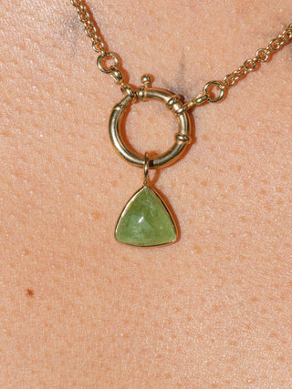 Mystery Tsavorite Trillion Cabochon Charm in Yellow 14k Gold