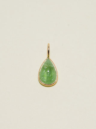 Inquisitive Tsavorite Teardrop Cabochon Charm in Yellow 14k Gold