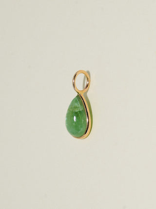 Inquisitive Tsavorite Teardrop Cabochon Charm in Yellow 14k Gold