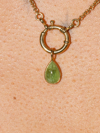 Inquisitive Tsavorite Teardrop Cabochon Charm in Yellow 14k Gold