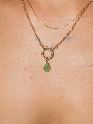 Inquisitive Tsavorite Teardrop Cabochon Charm in Yellow 14k Gold