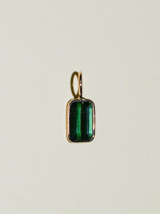 Nori Tourmaline Emerald Cut Charm in Yellow 14k Gold