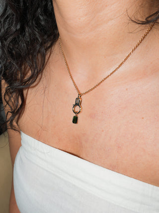 Nori Tourmaline Emerald Cut Charm in Yellow 14k Gold