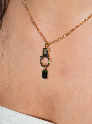 Nori Tourmaline Emerald Cut Charm in Yellow 14k Gold