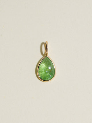 Tricky Tsavorite Teardrop Cabochon Charm in Yellow 14k Gold