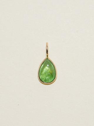 Tricky Tsavorite Teardrop Cabochon Charm in Yellow 14k Gold