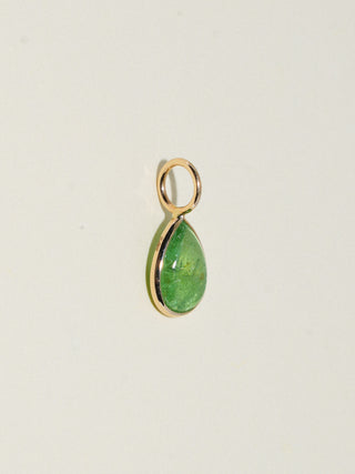 Tricky Tsavorite Teardrop Cabochon Charm in Yellow 14k Gold