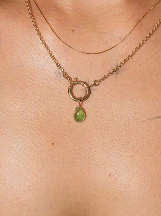 Tricky Tsavorite Teardrop Cabochon Charm in Yellow 14k Gold