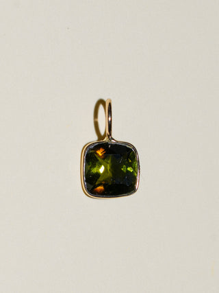 Frog Pond Green Tourmaline Emerald Cut Charm in Yellow 14k Gold