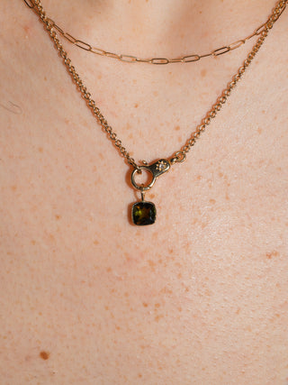 Frog Pond Green Tourmaline Emerald Cut Charm in Yellow 14k Gold