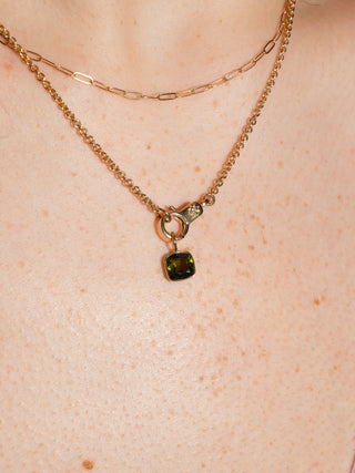 Frog Pond Green Tourmaline Emerald Cut Charm in Yellow 14k Gold