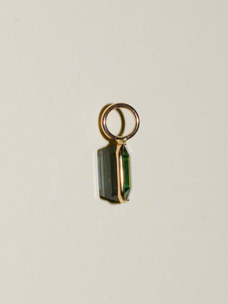 National Shore Green Tourmaline Emerald Cut Charm in Yellow 14k Gold