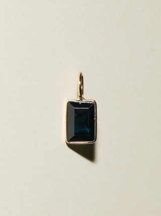 Roatan Blue Tourmaline Emerald Cut Charm in Yellow 14k Gold