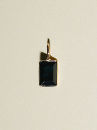 Roatan Blue Tourmaline Emerald Cut Charm in Yellow 14k Gold