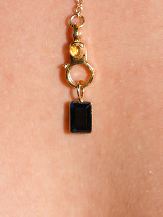 Roatan Blue Tourmaline Emerald Cut Charm in Yellow 14k Gold