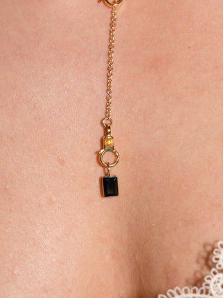 Roatan Blue Tourmaline Emerald Cut Charm in Yellow 14k Gold