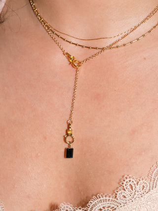 Roatan Blue Tourmaline Emerald Cut Charm in Yellow 14k Gold