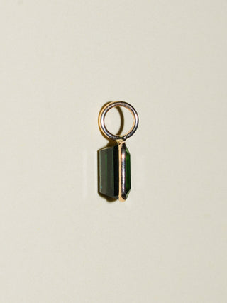 The Perfect Green Tourmaline Emerald Cut Charm in Yellow 14k Gold